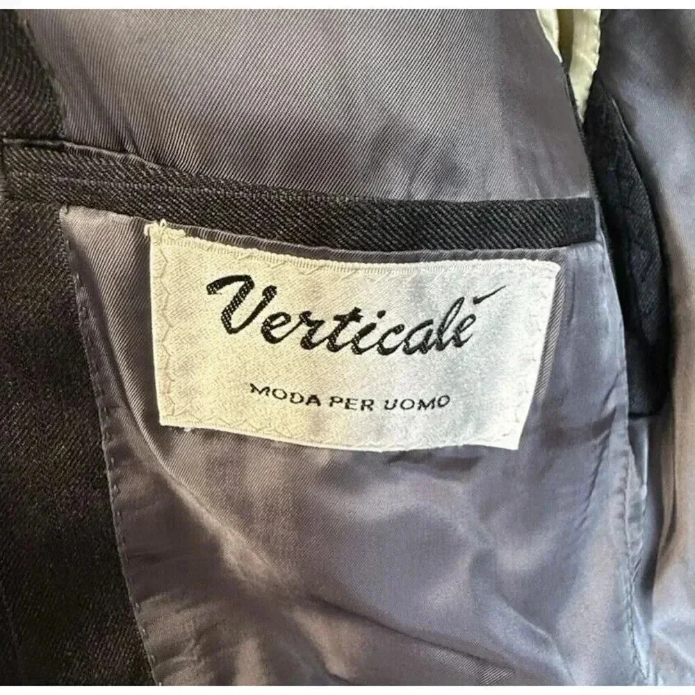 Vintage‎ Verticale Men's Sz 40R Black Pinstripe 100% Pure Wool Blazer